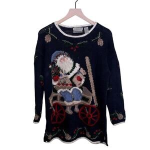 VNTG NORTHERN ISLE hand knit ugly Christmas sweater M